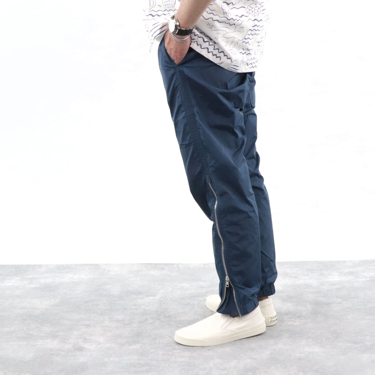 ケンゾー ボトムス ロングパンツ メンズ PATGHED JOG PANT ブルー ナイロン ロゴ 刺繍 FA55PA6831NW 73