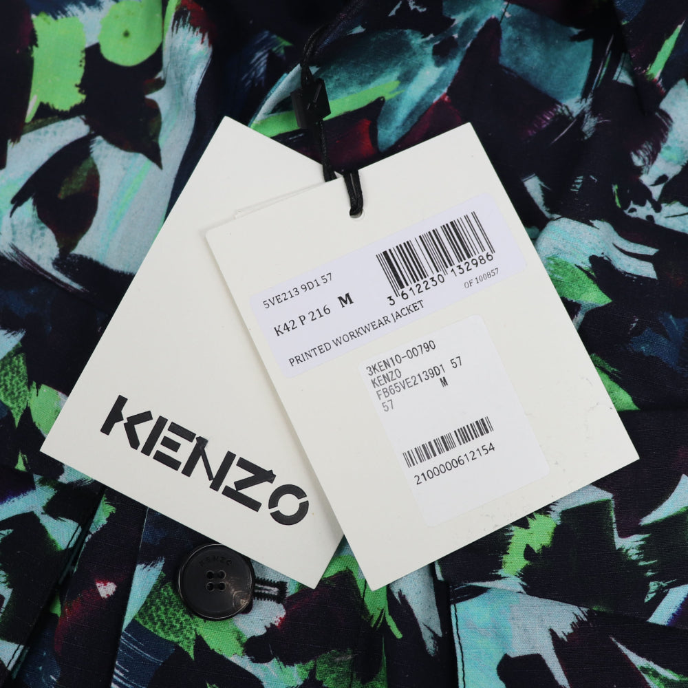 ケンゾー ジャケット メンズ PRINTED WORKWEAR JACKET ブルー グリーン コットン フラワープリント フローラル NIGO タイガー FB65VE2139D1 57