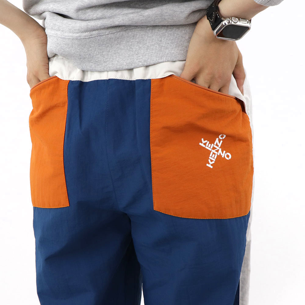 ケンゾー ボトムストラックパンツ メンズ ブルー オレンジ パープル ホワイト ナイロン ジャージ ジョギングパンツ FB62PA0359CO 78