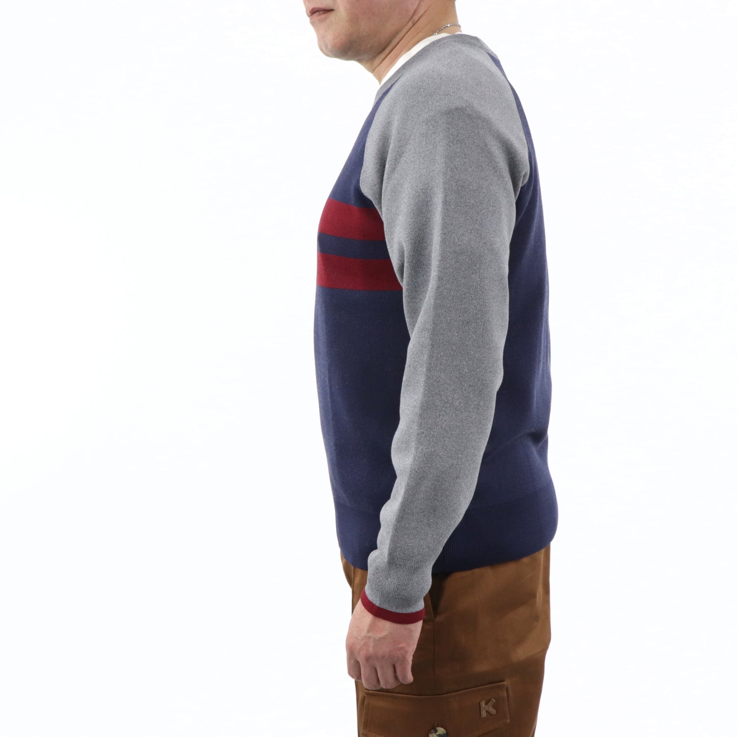 ケンゾー ニット F965PU2183LB ネイビー×グレー 長袖