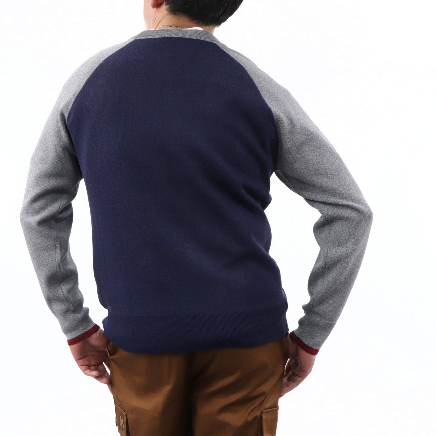 ケンゾー ニット F965PU2183LB ネイビー×グレー 長袖