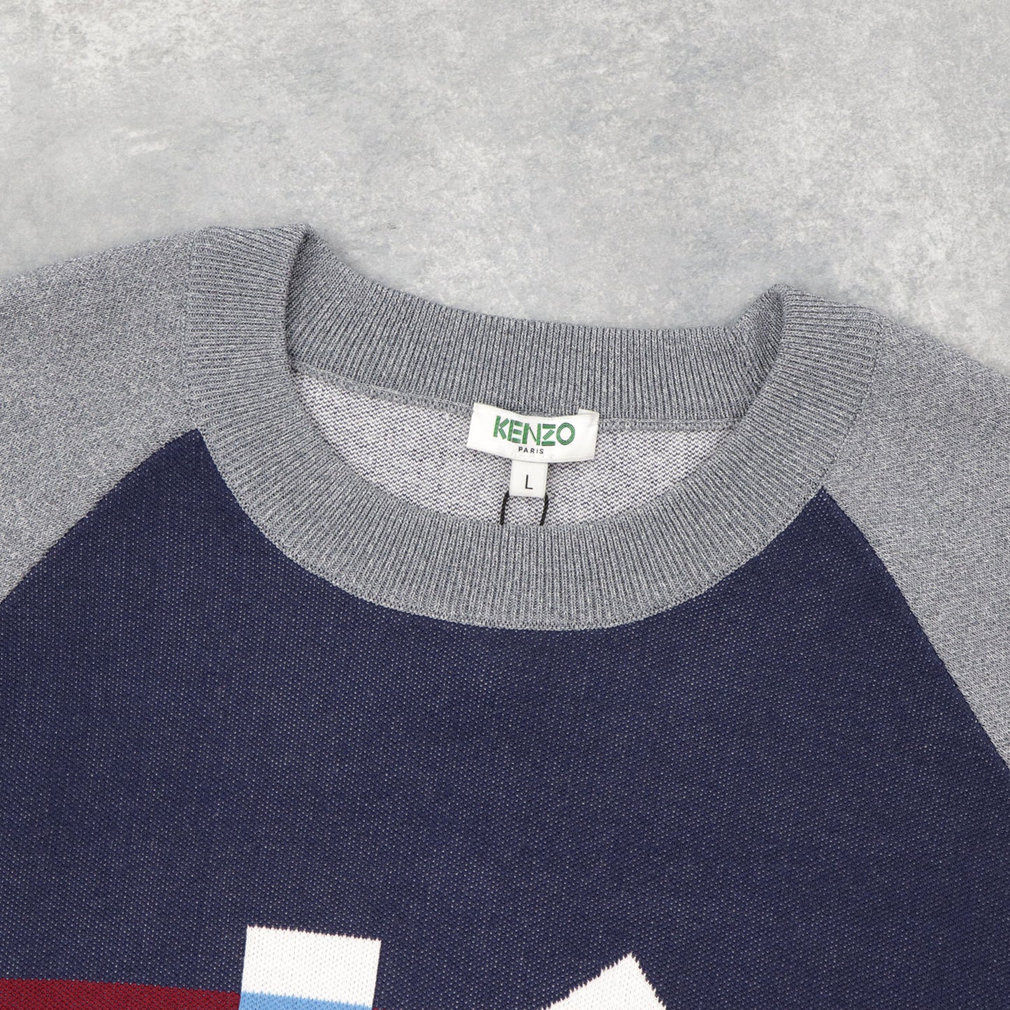 ケンゾー ニット F965PU2183LB ネイビー×グレー 長袖