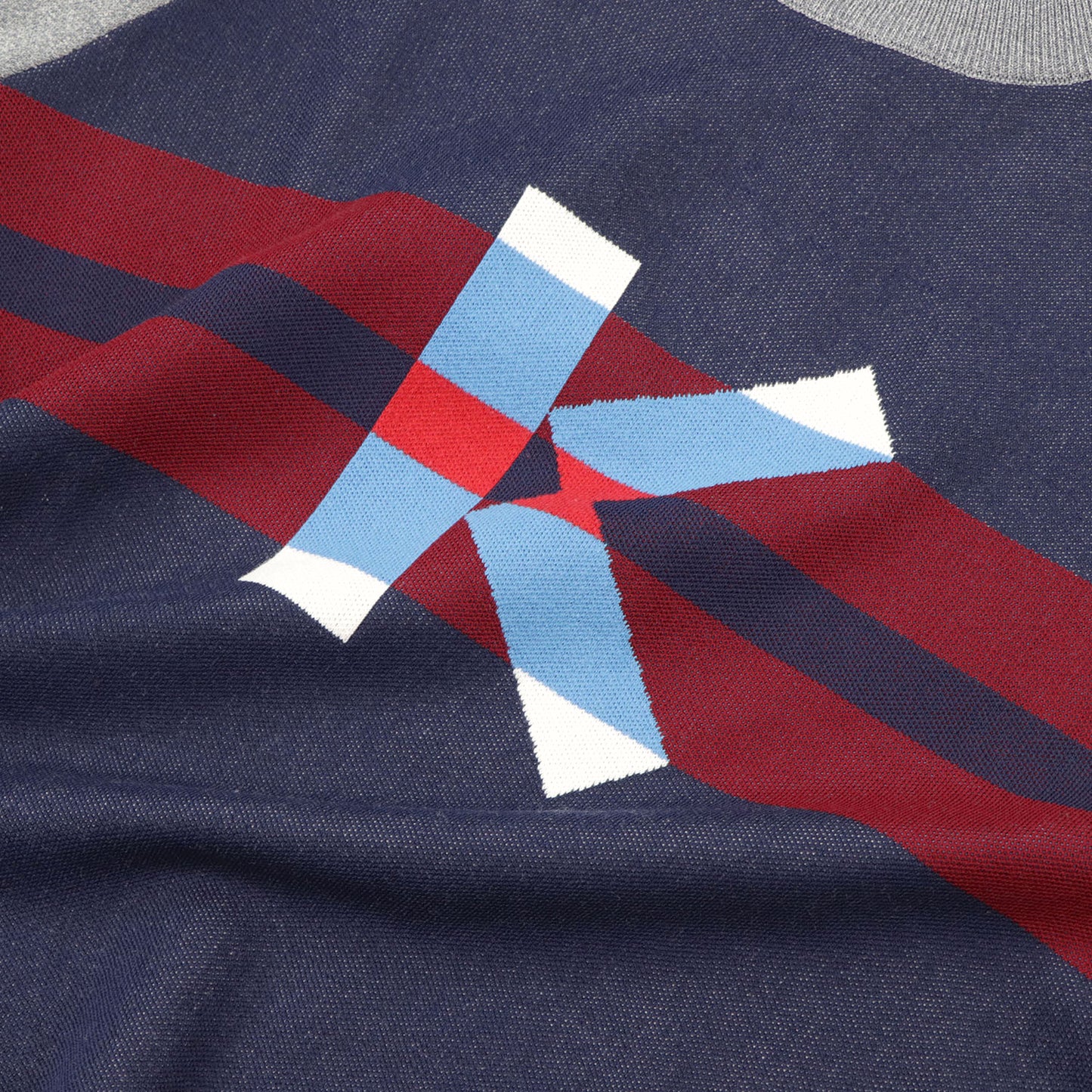 ケンゾー ニット F965PU2183LB ネイビー×グレー 長袖