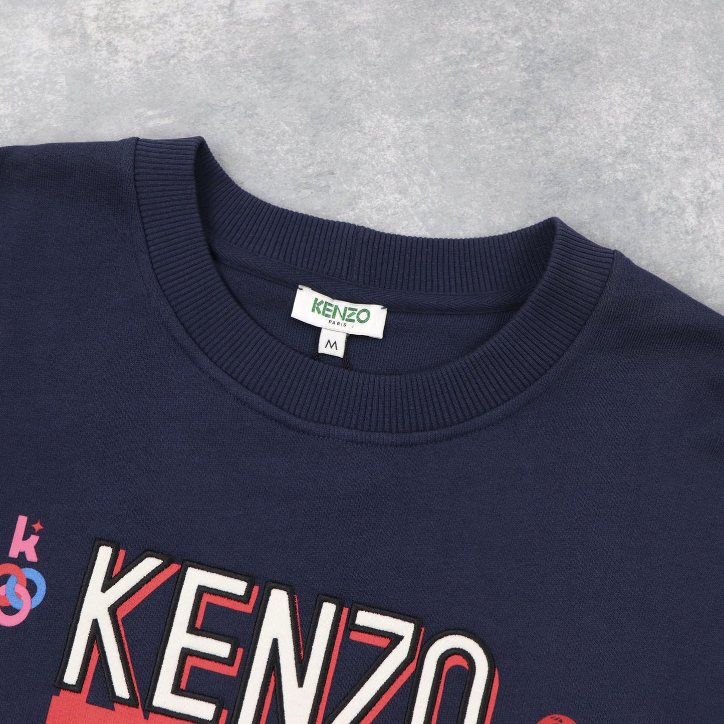 ケンゾー スウェット トレーナー メンズ ネイビー 前面プリント 花 刺繍 クルーネック ロゴ F965SW1094ME 78