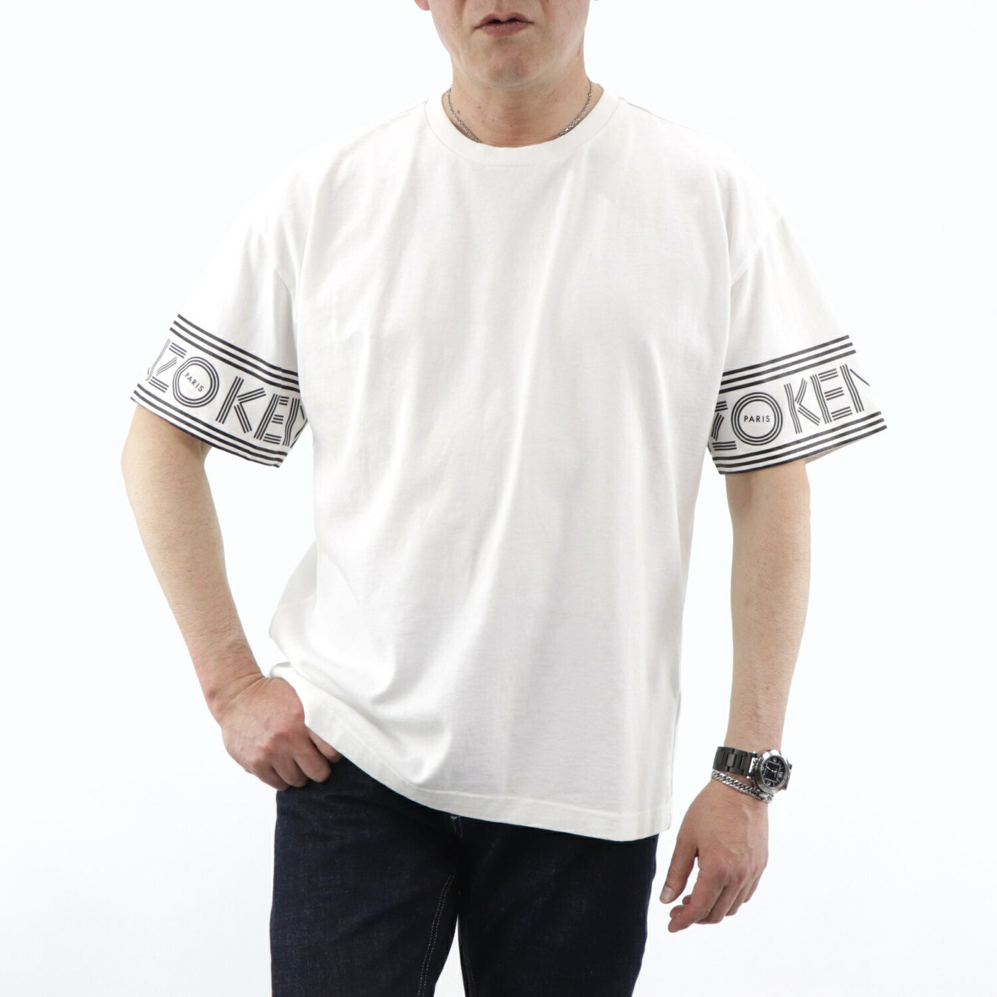 ケンゾー KENZO トップス Tシャツ カットソー メンズ パープル ホワイト クルーネック ロゴ 半袖 F005TS0434BD