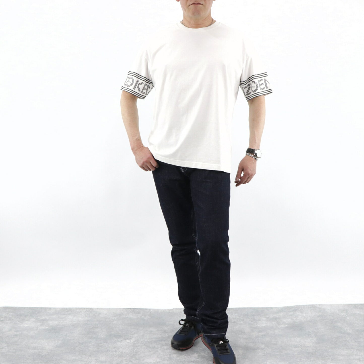 ケンゾー KENZO トップス Tシャツ カットソー メンズ パープル ホワイト クルーネック ロゴ 半袖 F005TS0434BD