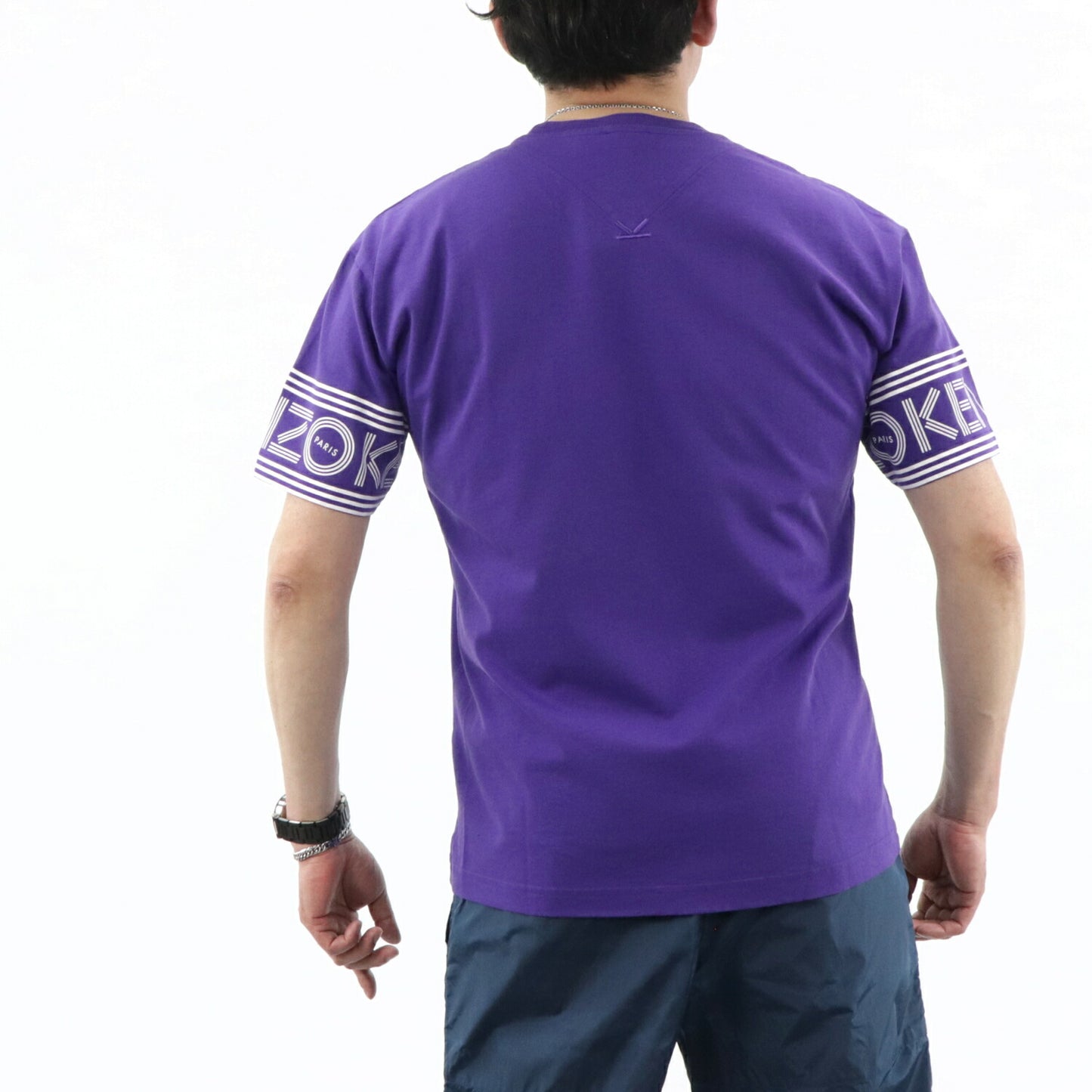 ケンゾー KENZO トップス Tシャツ カットソー メンズ パープル ホワイト クルーネック ロゴ 半袖 F005TS0434BD