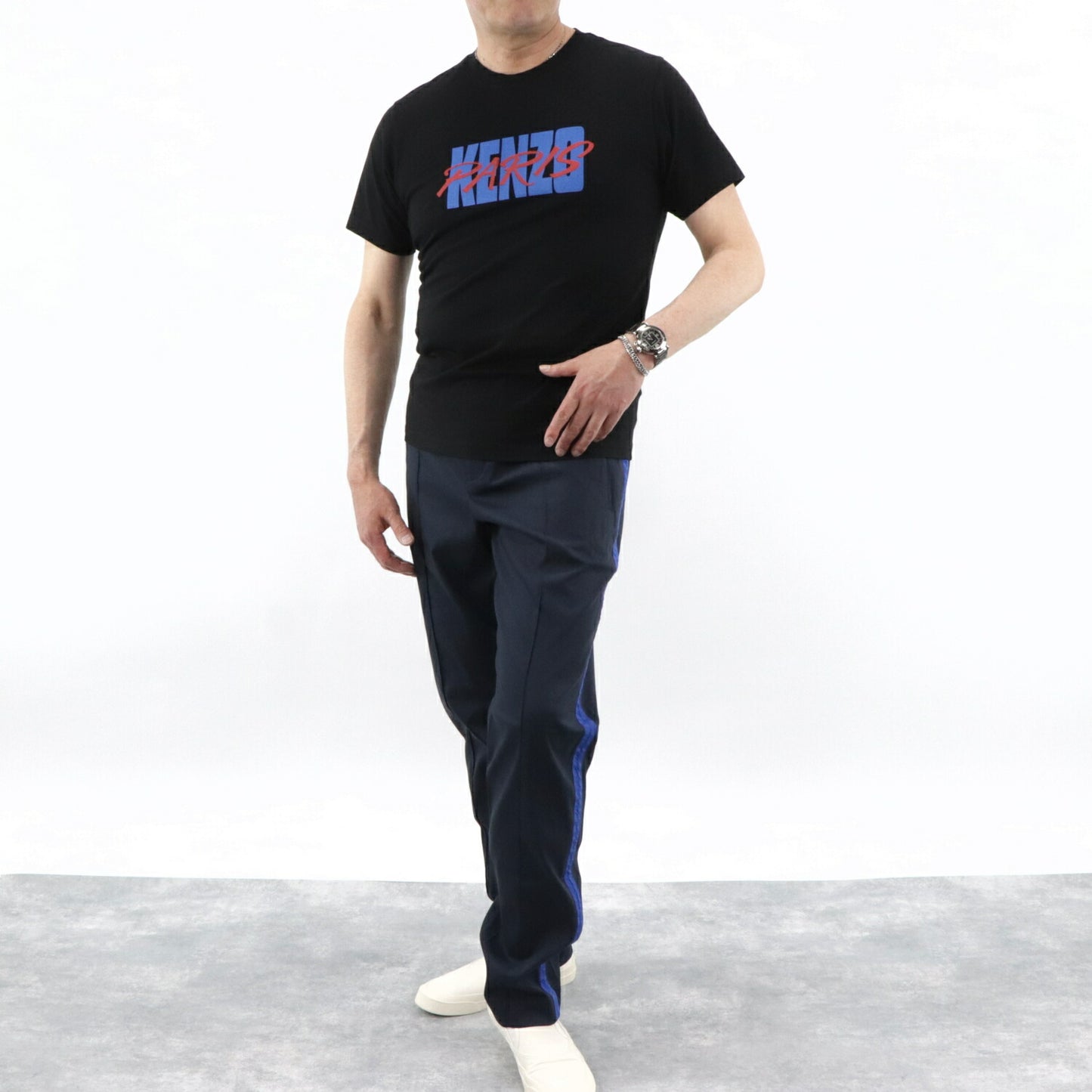 ケンゾー KENZO トップス Tシャツ カットソー メンズ ブラック コットン ロゴ プリント ラウンドネック 丸首 半袖 F955TS0184SA 99
