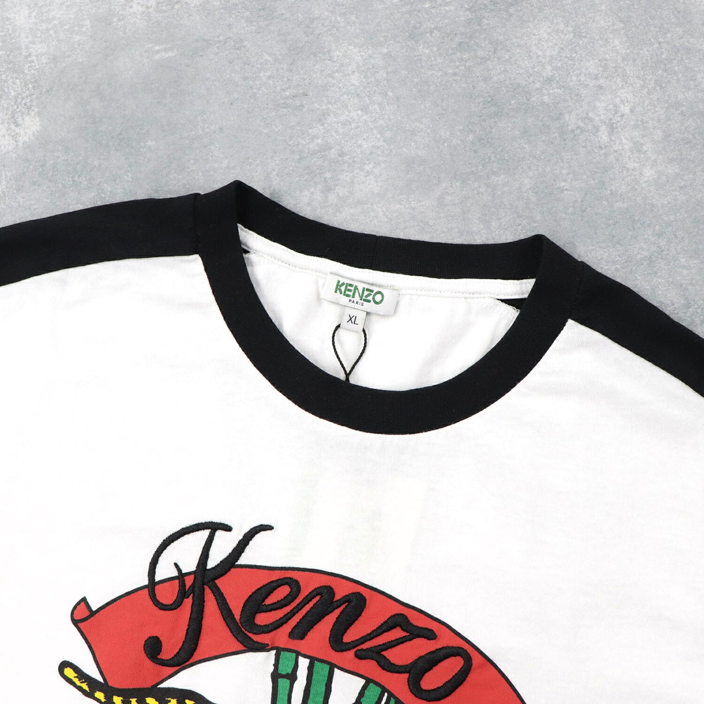 ケンゾー KENZO トップス Tシャツ カットソー メンズ ホワイト ブラック コットン 刺繍 ロゴ プリント バンブータイガー トラ 竹 半袖 F955TS0194CE 01