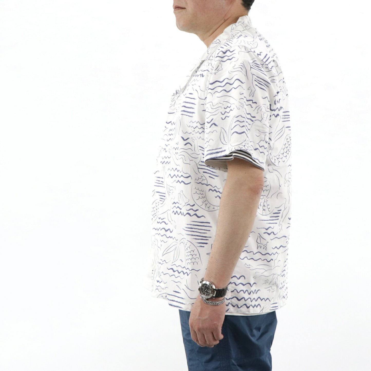 ケンゾー KENZO トップス シャツ メンズ ホワイト コットン ブルー マーメイド 人魚 海 半袖 ゆったり FA55CH5291KD 01