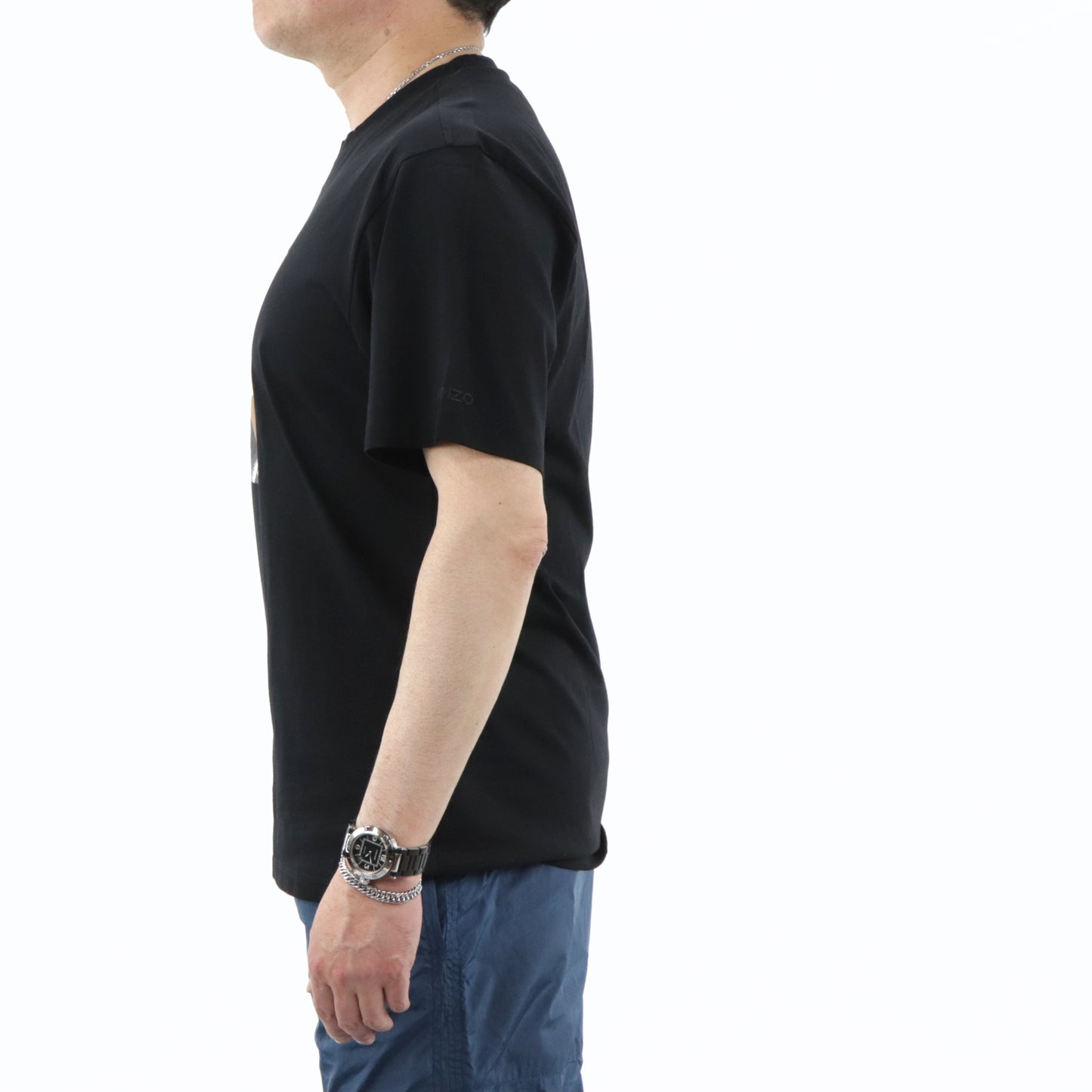 ケンゾー Tシャツ カットソー メンズ ブラック コットン 刺繍 プリント ロゴ クルーネック 半袖 FA65TS0104SJ 99