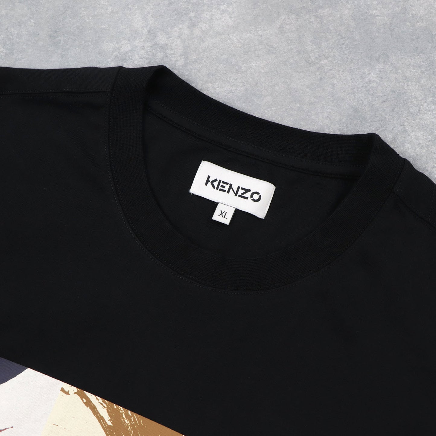 ケンゾー Tシャツ カットソー メンズ ブラック コットン 刺繍 プリント ロゴ クルーネック 半袖 FA65TS0104SJ 99