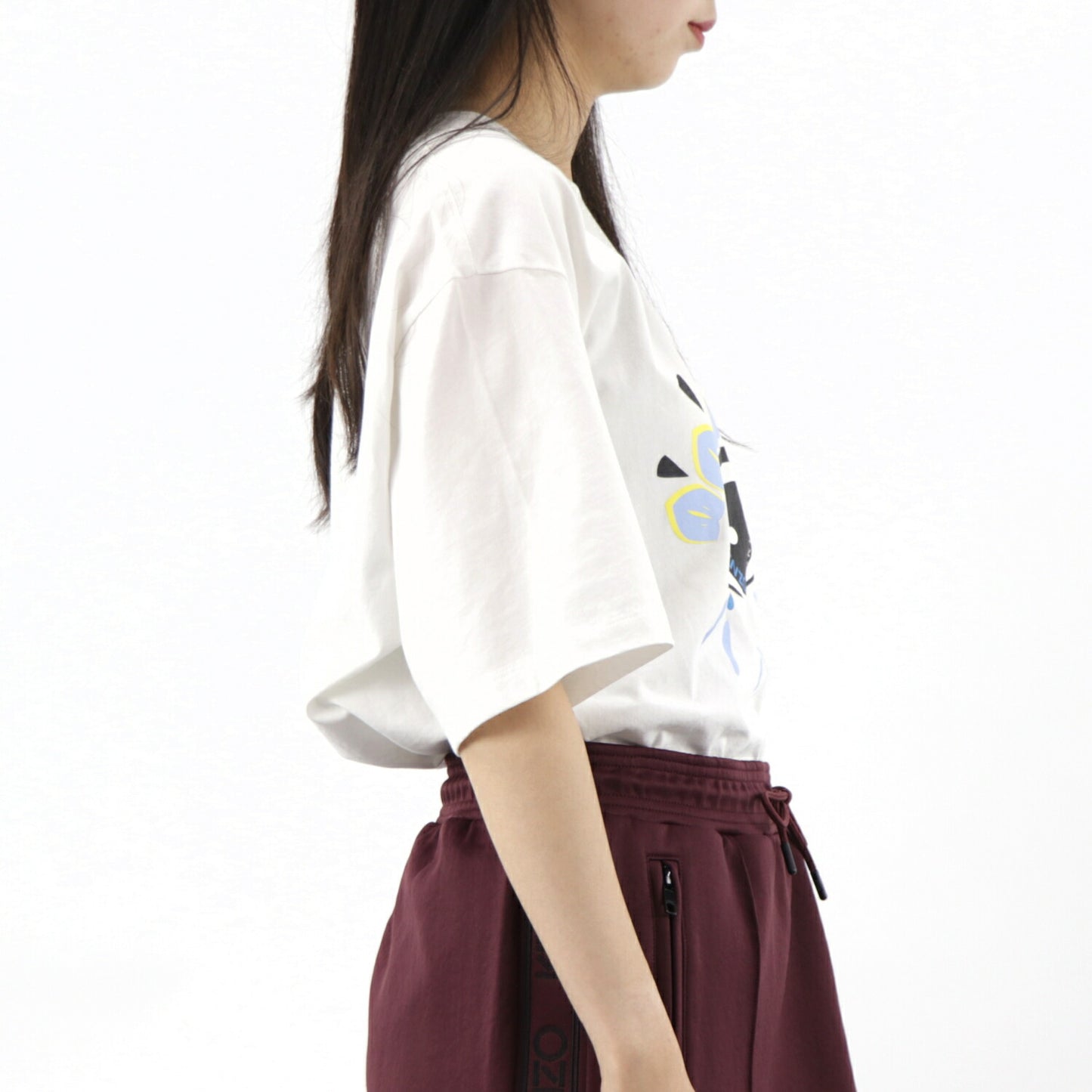 ケンゾー KENZO トップス Tシャツ カットソー レディース ホワイト コットン ロゴ アイ 目 プリント クルーネック 丸首 半袖 F955TS0494YC 01