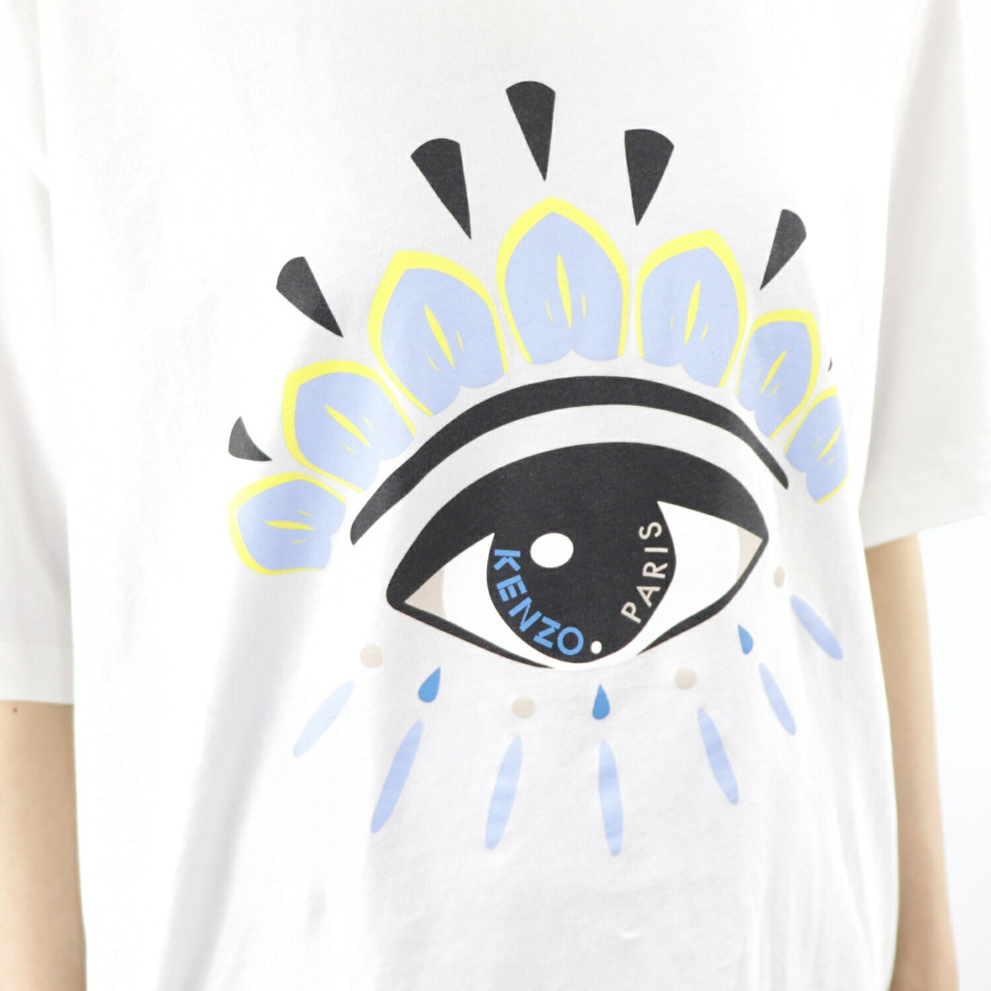 ケンゾー KENZO トップス Tシャツ カットソー レディース ホワイト コットン ロゴ アイ 目 プリント クルーネック 丸首 半袖 F955TS0494YC 01