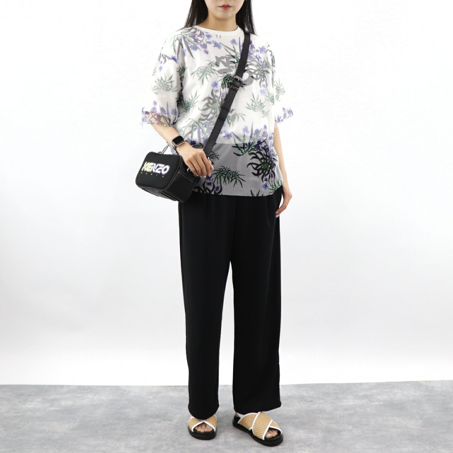 ケンゾー Tシャツ FA52TS621907 01 ホワイト 花柄