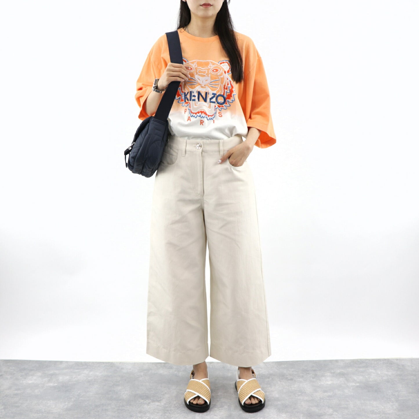 ケンゾー Tシャツ FA55TS5014YG 16 オレンジ×ホワイト