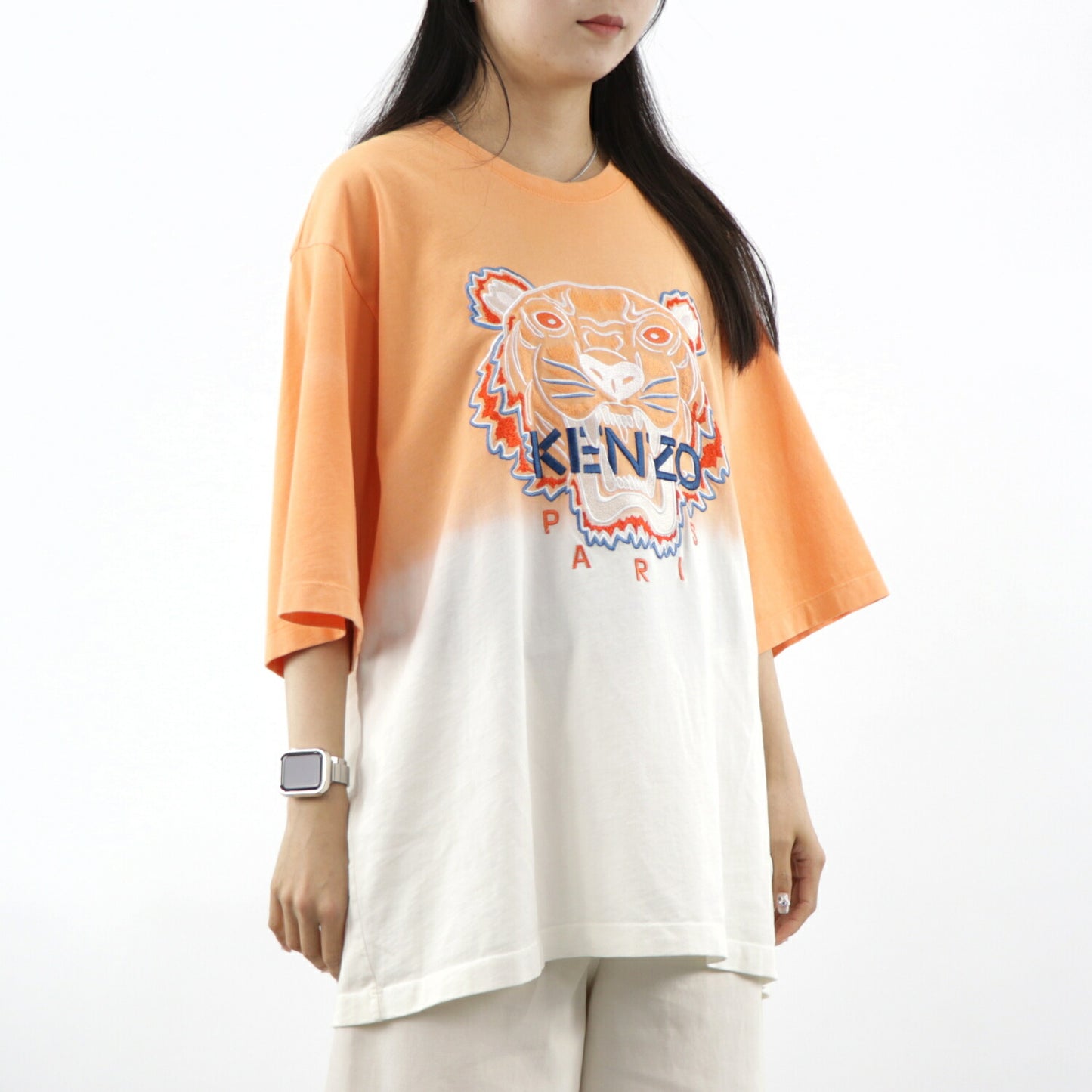 ケンゾー Tシャツ FA55TS5014YG 16 オレンジ×ホワイト