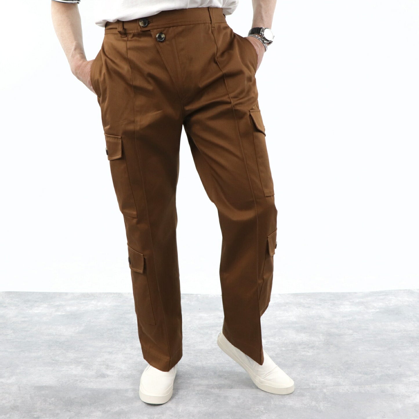 ケンゾー パンツ BFB55PA3349C ブラウン センタープレス