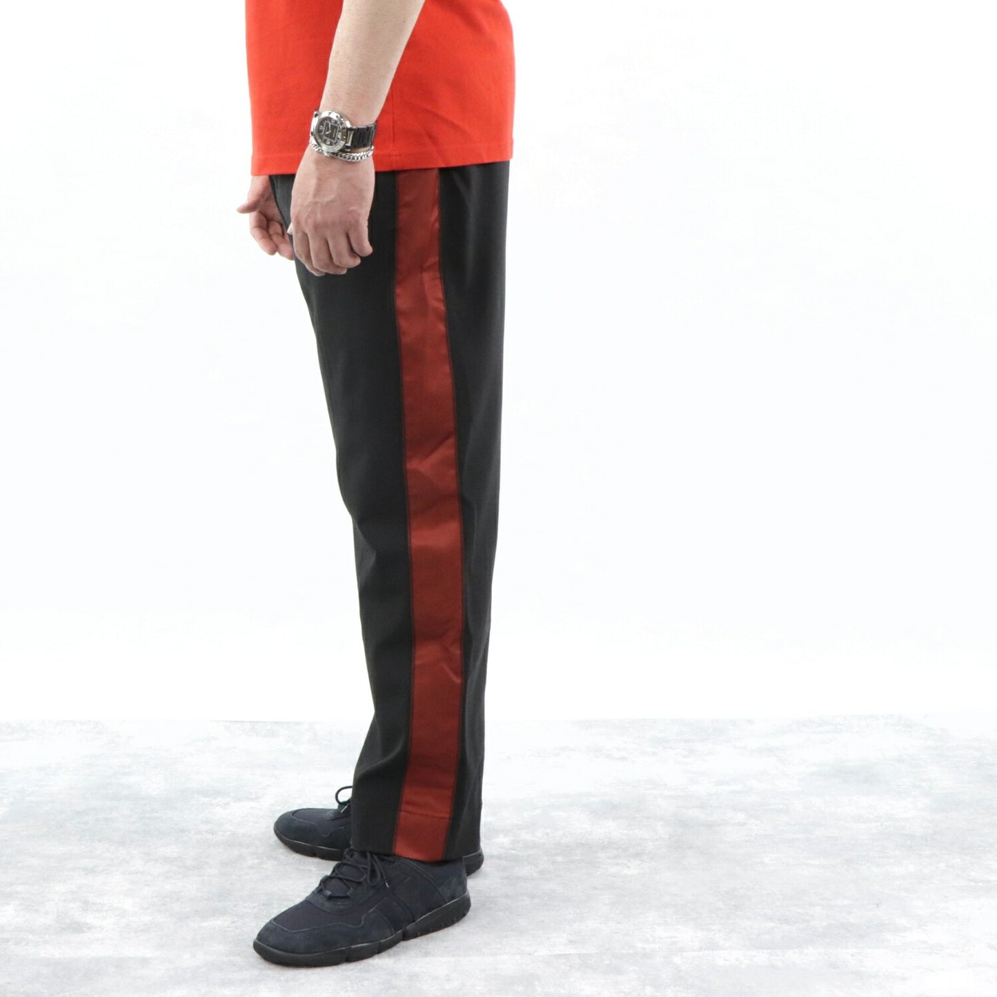 ケンゾー KENZO ボトムス ロングパンツ メンズ ブラック レッド サイドライン ポケット付き テーパードパンツ パッチ F965PA2191RC 99