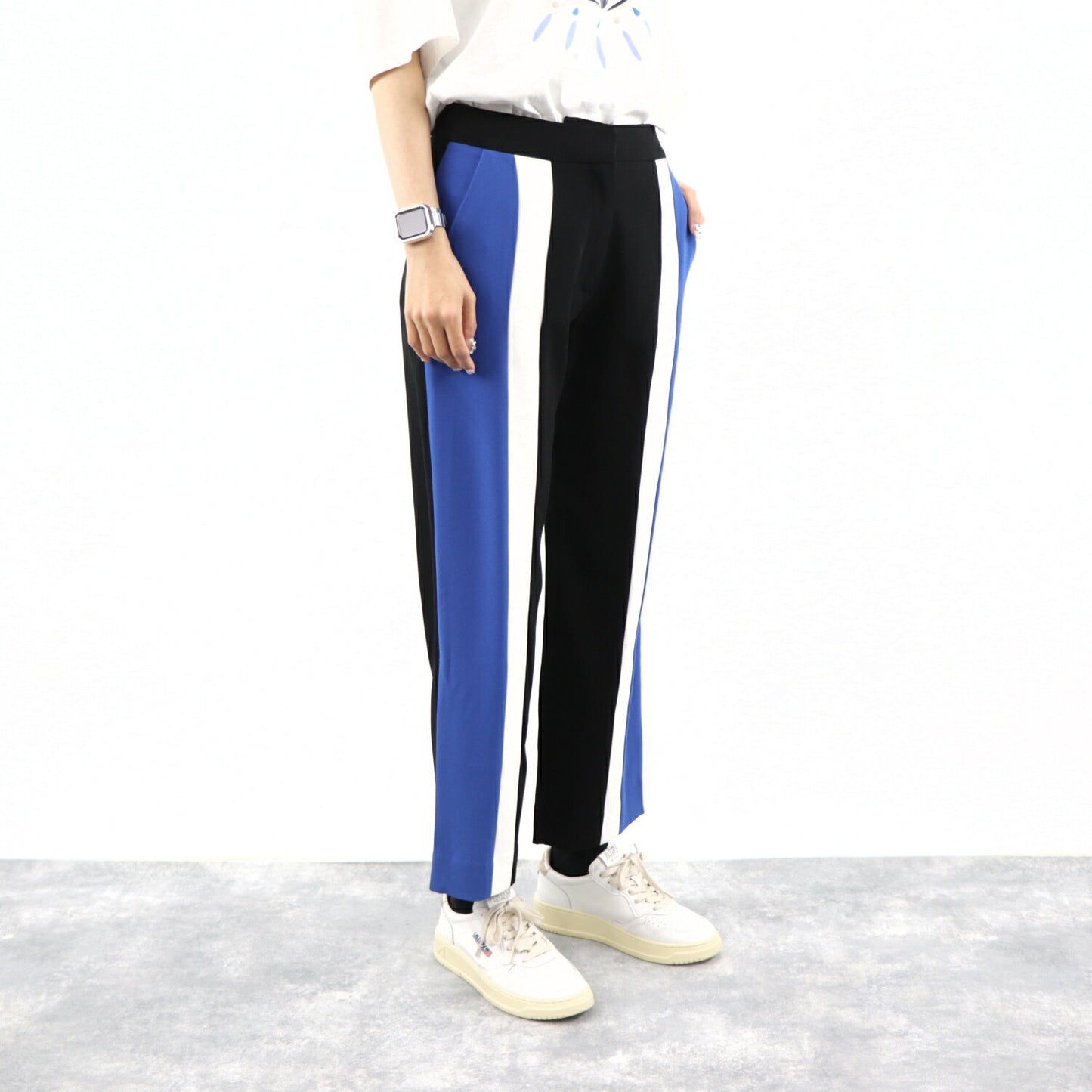 KENZO ライン パンツ F952PA1905AC 99 ブラックブルー