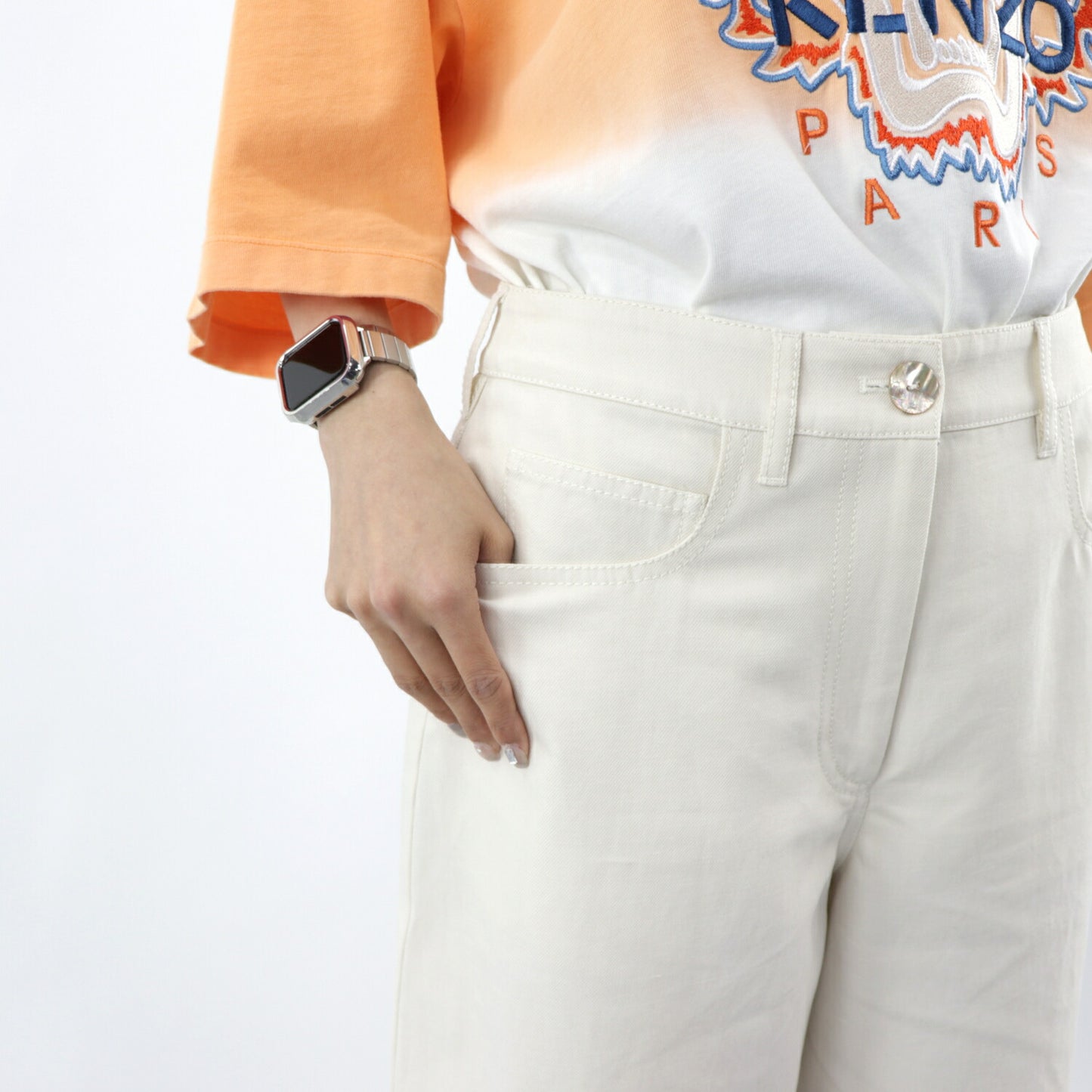 KENZO ワイドパンツ FA52PA0115AO 02 アイボリー