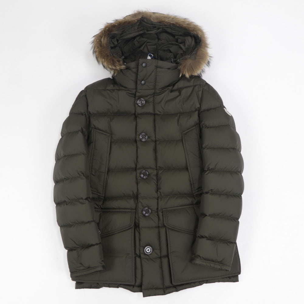 モンクレール MONCLER 41380 25 68352 835 CLUNY ダウンジャケット ダウンコート ミディアム丈 フード取り外し可 ファー付 アウター カーキ メンズ