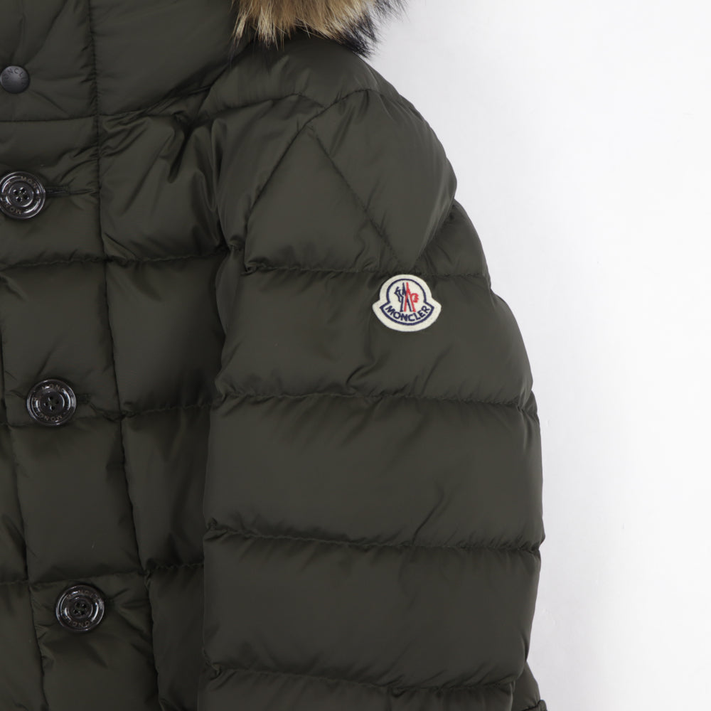 モンクレール MONCLER 41380 25 68352 835 CLUNY ダウンジャケット ダウンコート ミディアム丈 フード取り外し可 ファー付 アウター カーキ メンズ