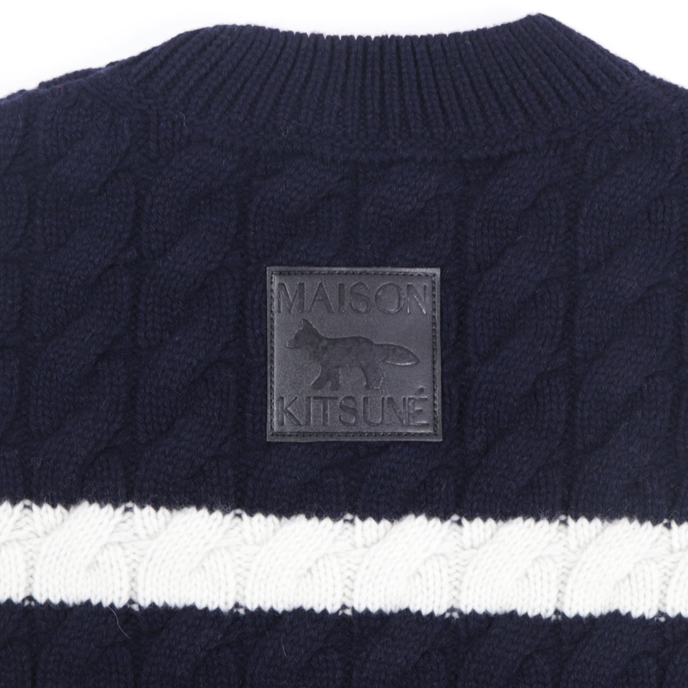 メゾン キツネ トップス ニット ユニセックス ネイビー ボーダー