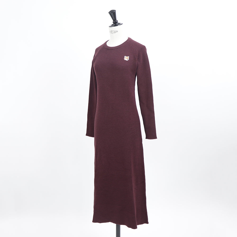メゾン キツネ ワンピース ニット ウール ボルドー