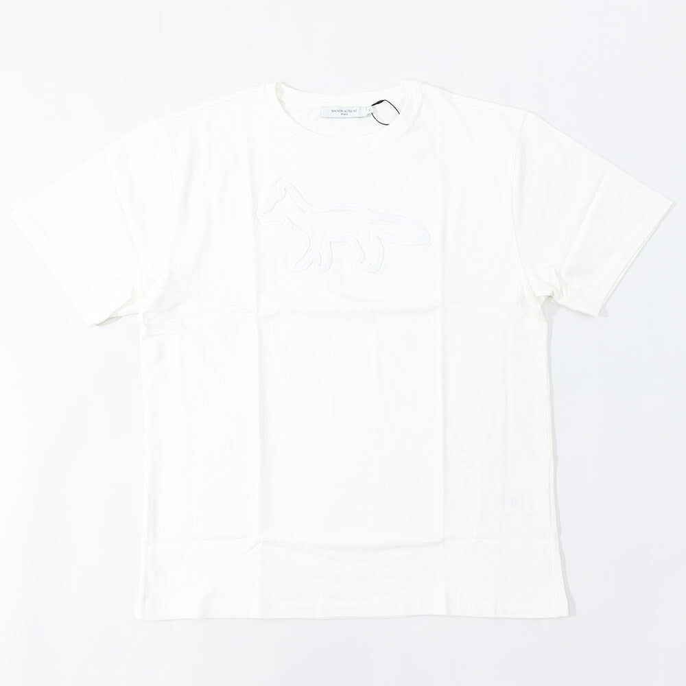 メゾン キツネ MAISON KITSUNE トップス Tシャツ・カットソー メンズ CONTOUR FOX PATCH RELAXED TEE-SHIRT ホワイト フォックスパッチ コットン 無地 ワンポイント 半袖 クールネック 半袖 KM00114KJ0035
