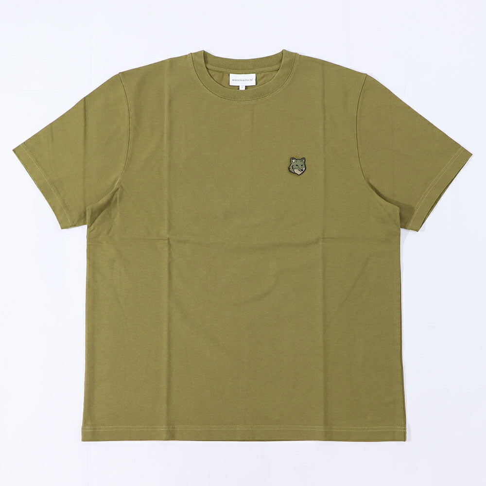 メゾン キツネ MAISON KITSUNE トップス Tシャツ・カットソー メンズ  カーキ メランジグレー フォックスパッチ コットン 無地 ワンポイント 半袖 クルーネック 半袖 MM00127KJ0118