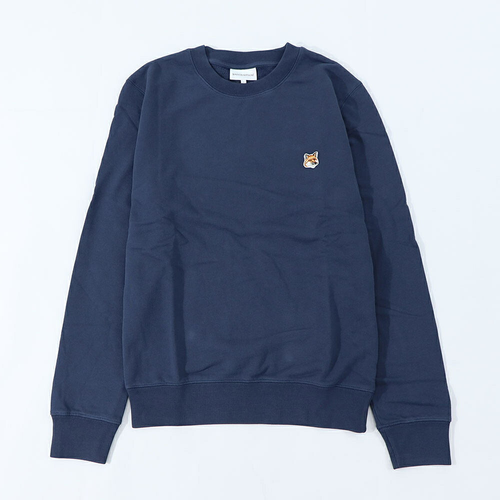メゾン キツネ MAISON KITSUNE トップス スウェット・トレーナー メンズ FOX HEAD PATCH REGULAR SWEATSHIRT グレー ネイビー フォックスパッチ スエット 無地 ワンポイント 長袖 クルーネック LM00301KM0001