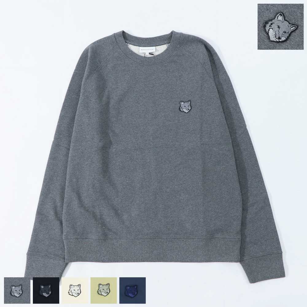 メゾン キツネ MAISON KITSUNE トップス スウェット・トレーナー メンズ BOLD FOX HEAD PATCH ダークメランジグレー ブラック クリーム ネイビー ライトグリーン フォックスパッチ スエット 無地 ワンポイント 長袖 クルーネック MM00304KM0001