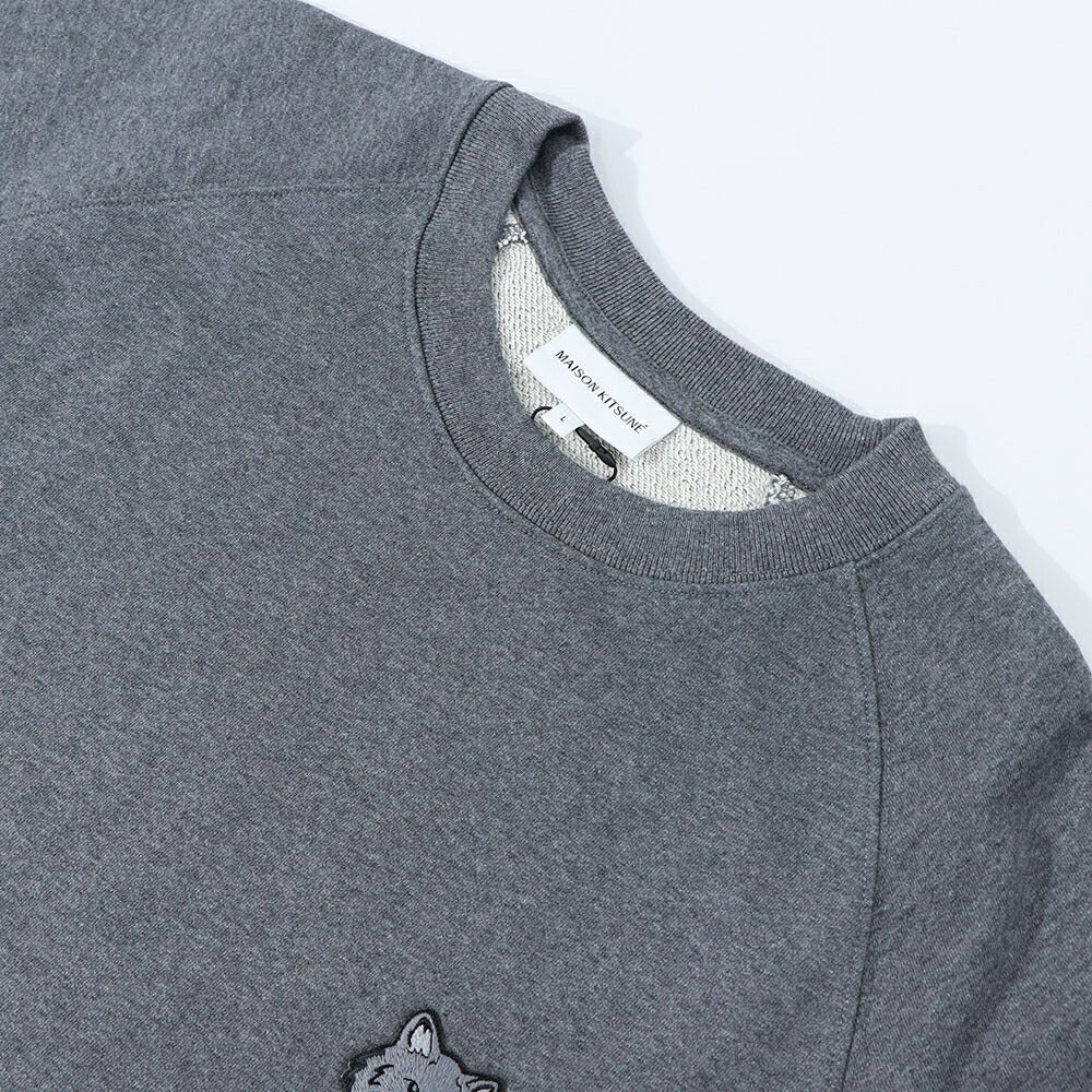 メゾン キツネ MAISON KITSUNE トップス スウェット・トレーナー メンズ BOLD FOX HEAD PATCH ダークメランジグレー ブラック クリーム ネイビー ライトグリーン フォックスパッチ スエット 無地 ワンポイント 長袖 クルーネック MM00304KM0001