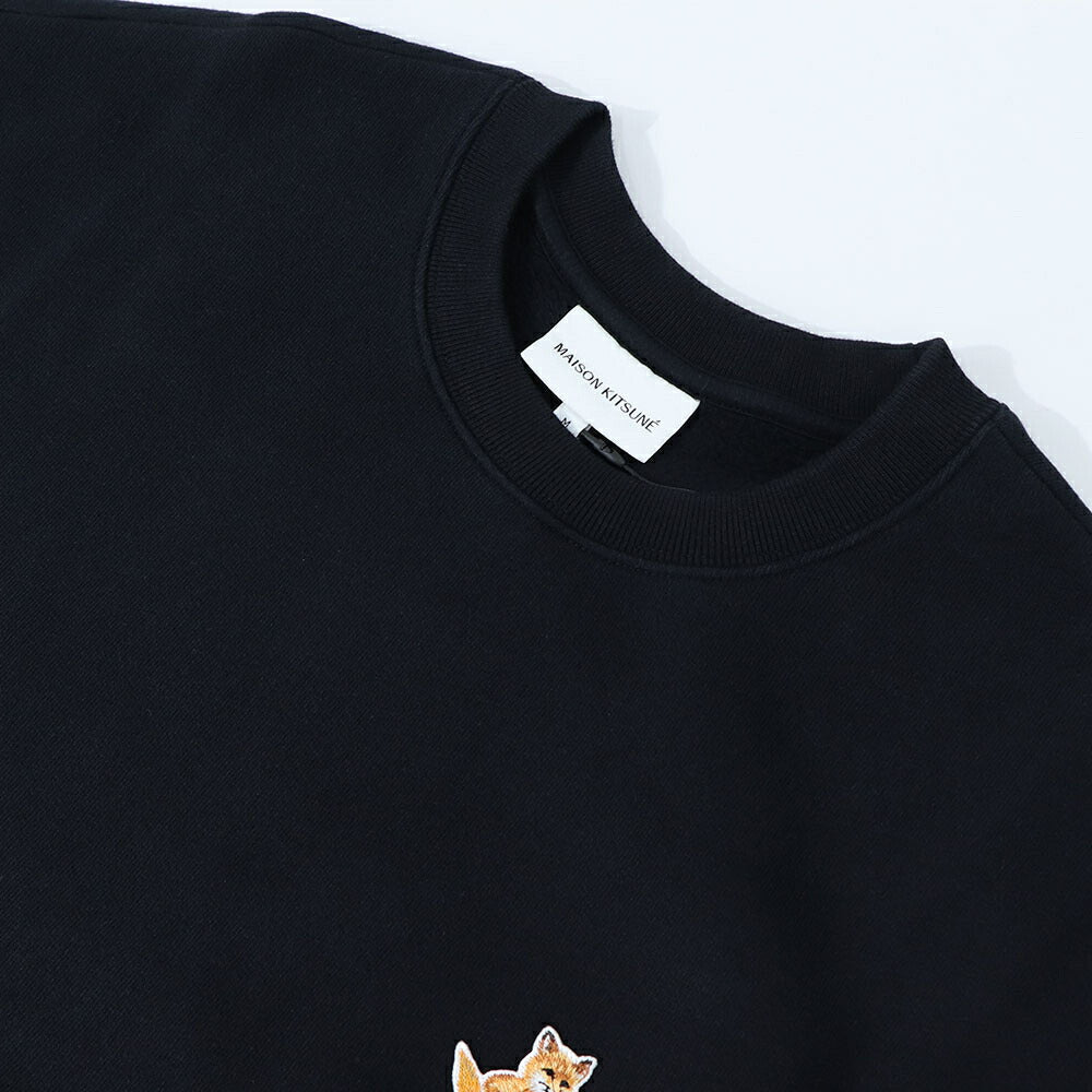 メゾン キツネ MAISON KITSUNE トップス スウェット・トレーナー メンズ SPEEDY FOX PATCH ブラック イエロー ネイビー スピーディーフォックスパッチ スエット 無地 ワンポイント 長袖 クルーネック MM00313KM0307