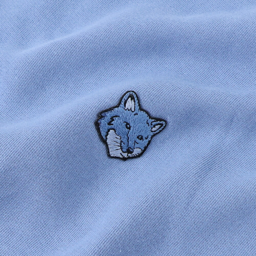 メゾン キツネ MAISON KITSUNE トップス スウェット・トレーナー メンズ FOX HEAD PATCH メランジグレー ブルー フォックスパッチ スエット 無地 ワンポイント 長袖 クルーネック MM00316KM0307