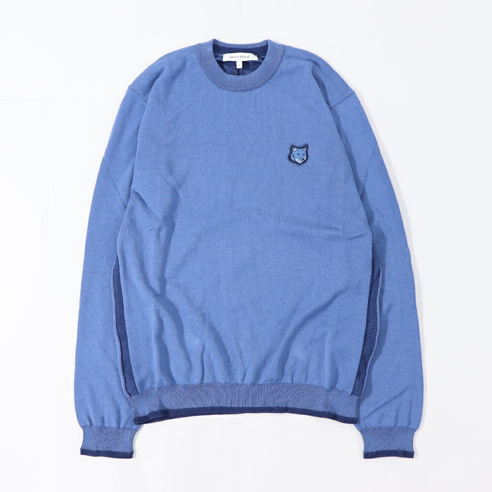 MAISON KITSUNE ニット グレージュ ブルー フォックスパッチ