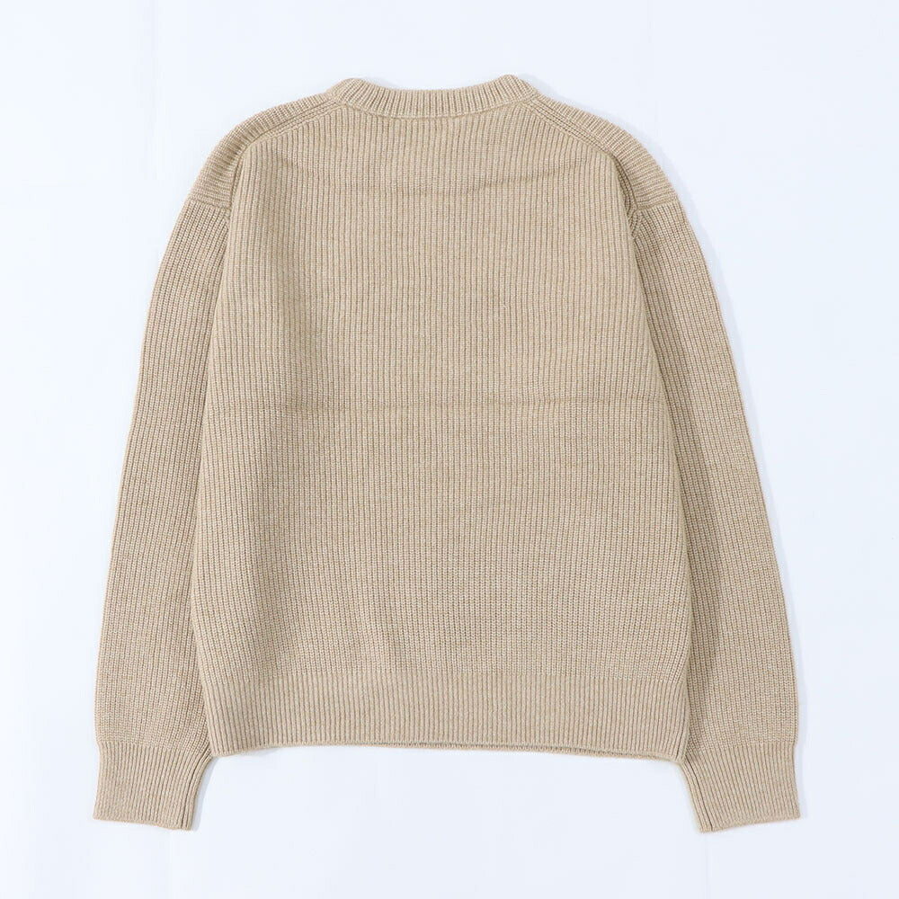 メゾン キツネ MAISON KITSUNE トップス ニット メンズ BOLD FOX HEAD PATCH COMFORT RIBBED JUMPER ベージュメランジ フォックスパッチ ウール カシミア 無地 ワンポイント 長袖 クルーネック LM00818KT1093