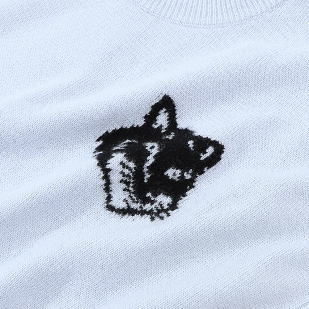 MAISON KITSUNE ニット ブラック ブルー フォックスパッチ ウール