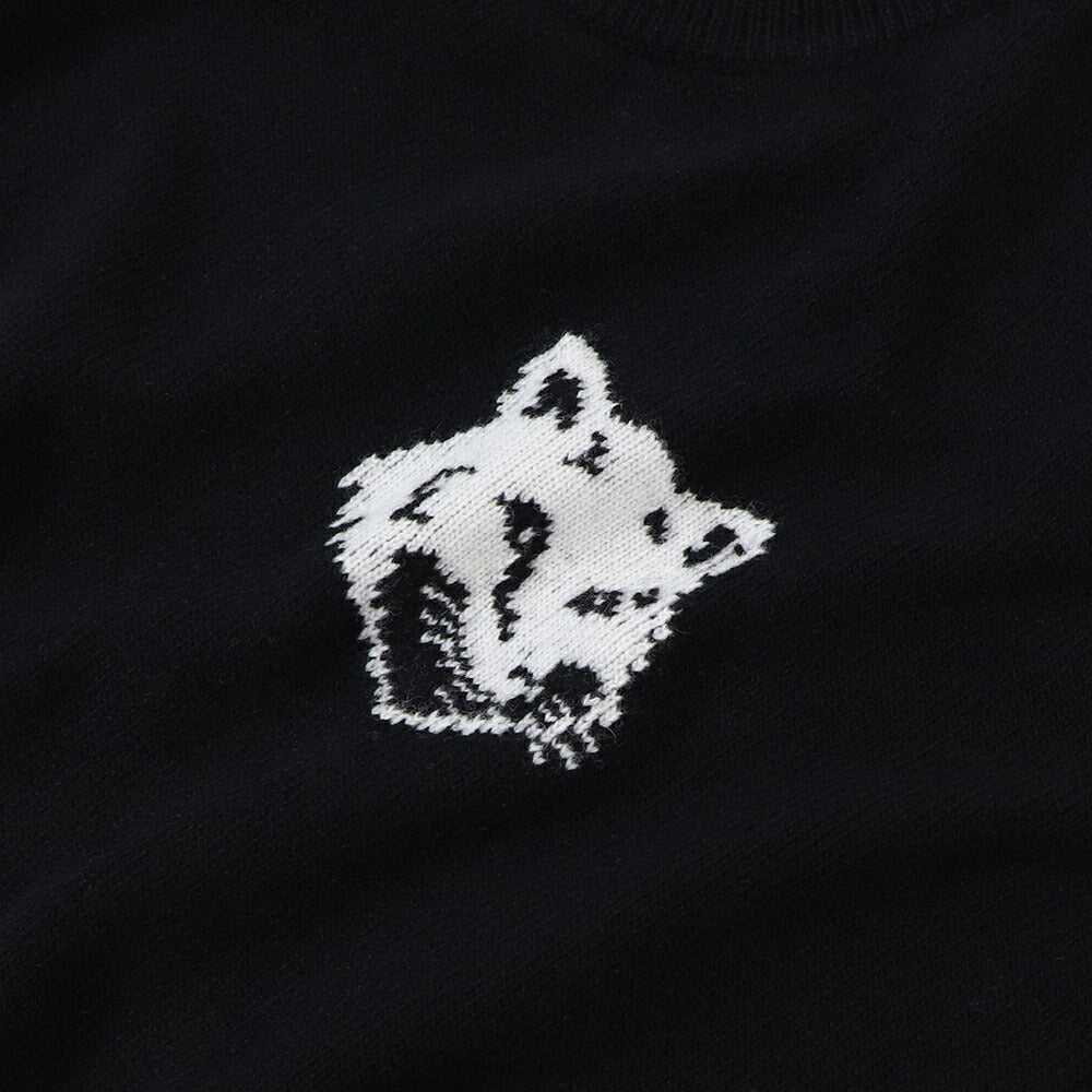 MAISON KITSUNE ニット ブラック ブルー フォックスパッチ ウール
