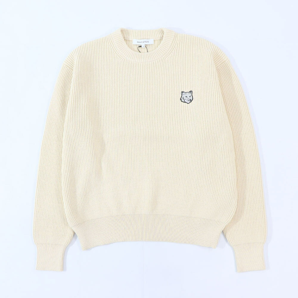 MAISON KITSUNE ニット クリーム ネイビー ブルー フォックスパッチ