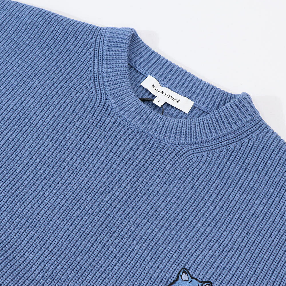MAISON KITSUNE ニット クリーム ネイビー ブルー フォックスパッチ