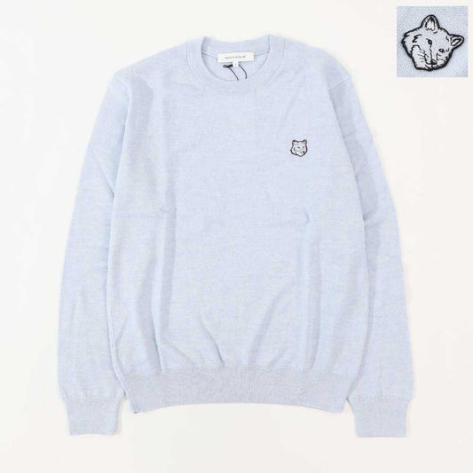 MAISON KITSUNE ニット BOLD FOX PATCH ライトブルー フォックスパッチ