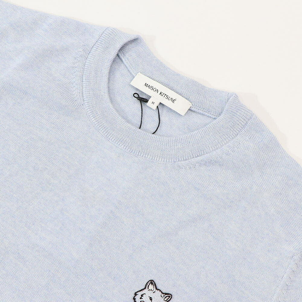 MAISON KITSUNE ニット BOLD FOX PATCH ライトブルー フォックスパッチ