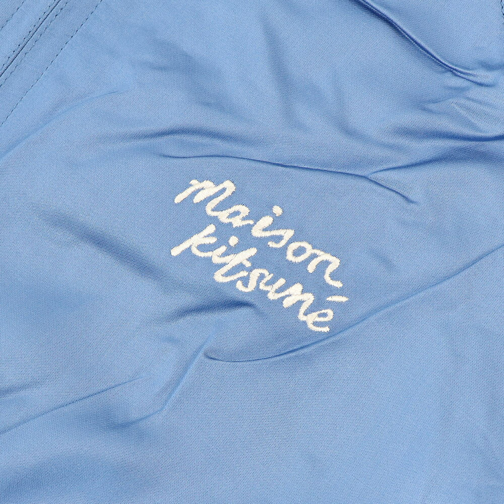 MAISON KITSUNE ジャケット ブルー ボンバージャケット ロゴ サテン