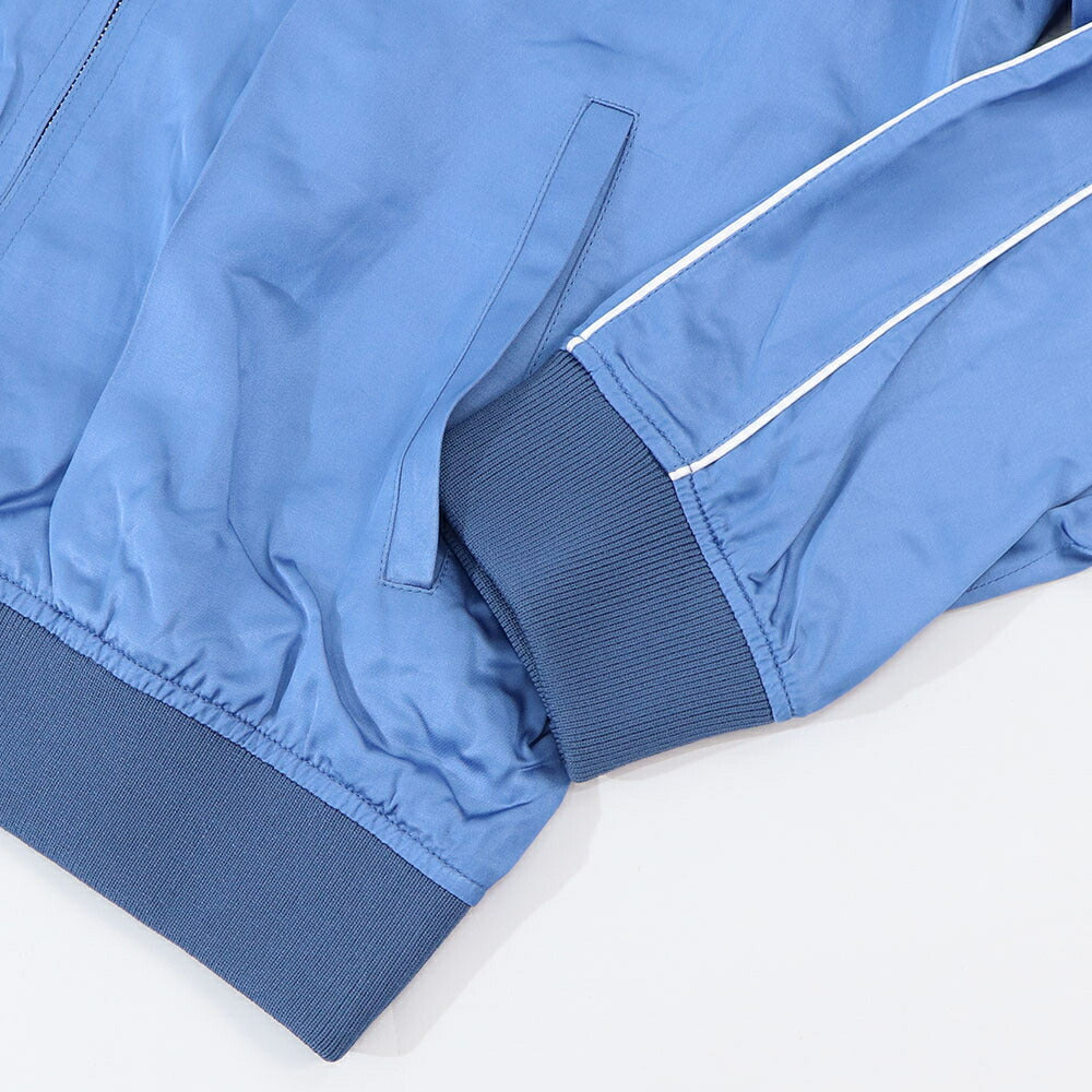 MAISON KITSUNE ジャケット ブルー ボンバージャケット ロゴ サテン
