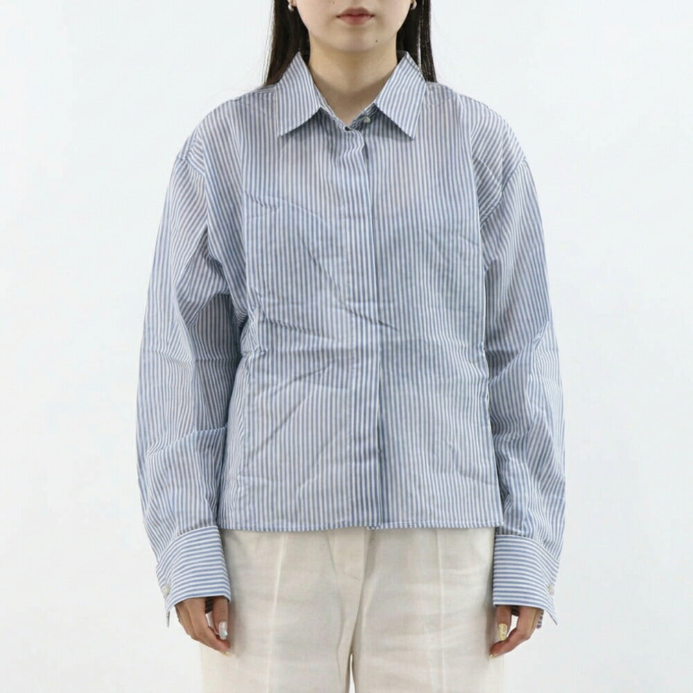 Max Mara シャツ ブルーストライプ シルク シアーシャツ VERTIGO