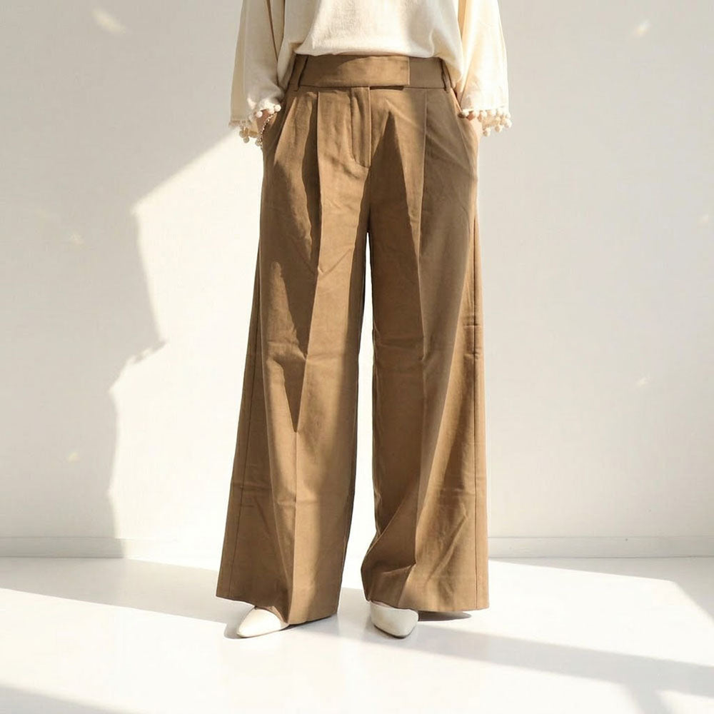 未使用級✨マックスマーラ　キャメル　センタープレスパンツ Max Mara ロングパンツ ブラウン ウール CARMEN ストレートパンツ