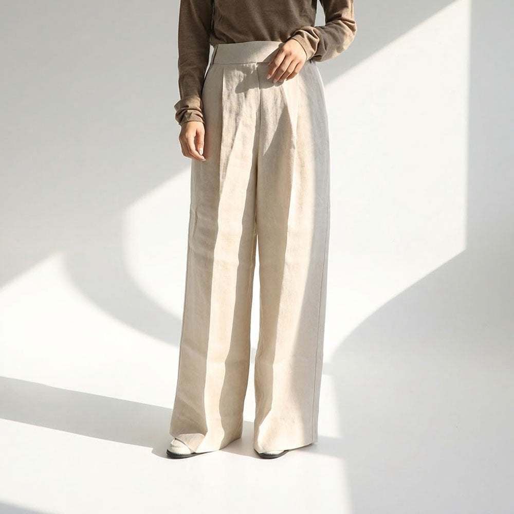 Max Mara ロングパンツ ベージュ リネン 麻 ワイドパンツ 19131153