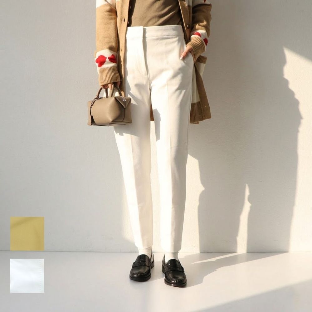 Max Mara ホワイト マスタード テーパードパンツ スラックス 21786021